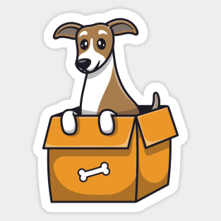 Cute Puppy Playing In Box Sticker